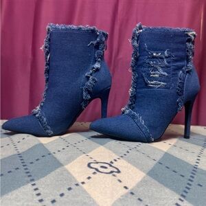 Denim Stiletto Ankle Boots